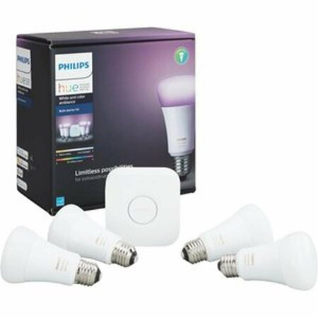 CLING 10 Watt & 800 Lumen A19 Hue A-Line LED Smart Bulb Starter Kit - Soft White, 4PK CL3332947